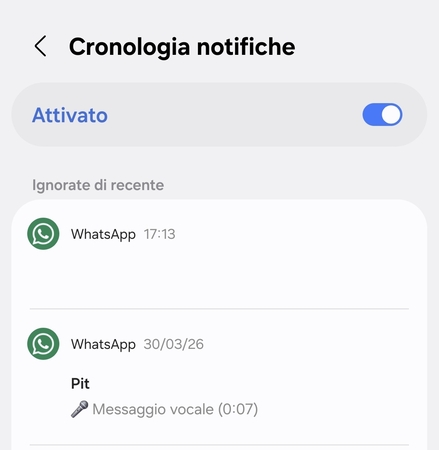 Cronologa notifiche whattsapp